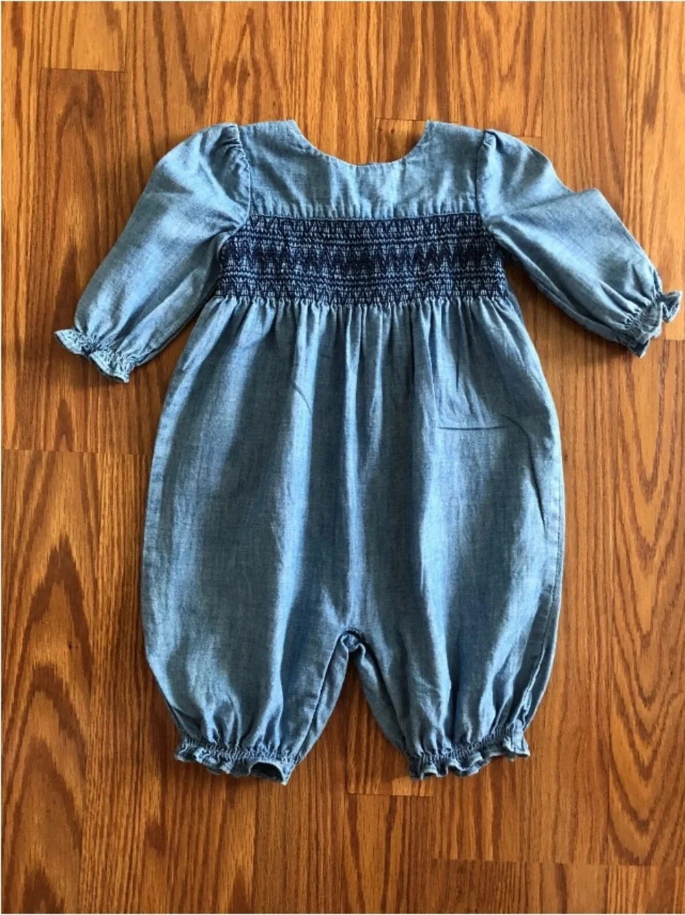 Ralph Lauren Adorable Baby Girl's Blue Smocked Romper Size 6M